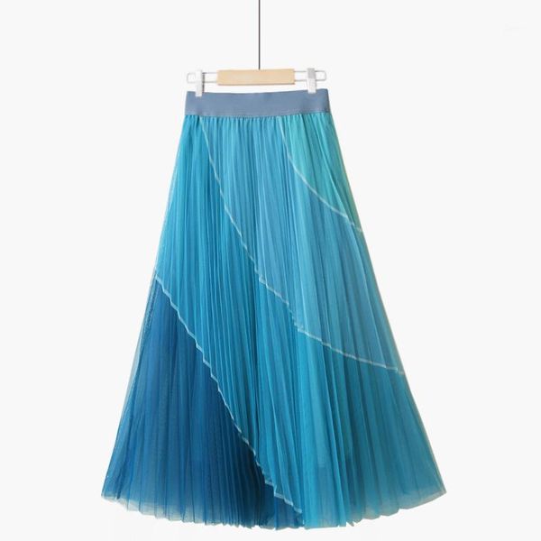 

fashion tutu tulle skirts women summer korean a line high waist pleated long skirt female lady, Black