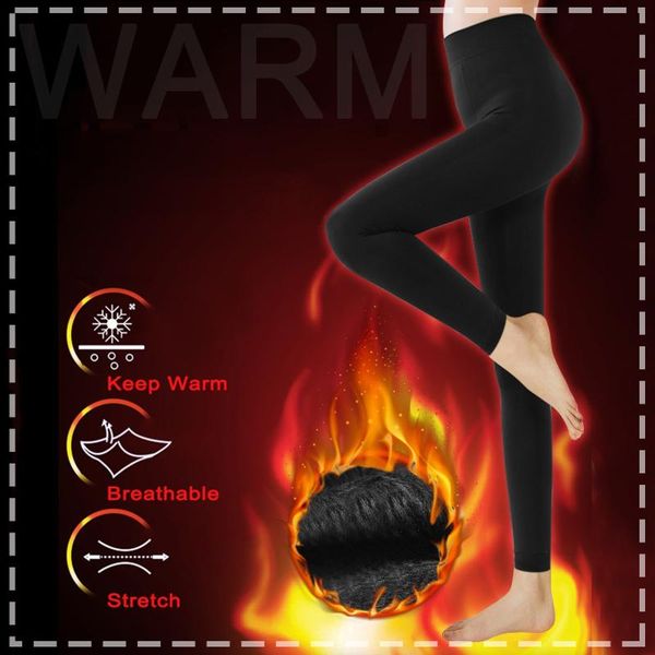 

women's leggings winter warm women high waist push up girl elastic thicken velvet thermal skinny fleece, Black