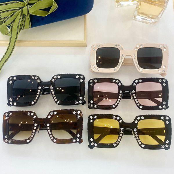 

woman star diamond sunglasses g0780s fashion stage designer glasses uv400 classic square frame 0780 with original box, White;black