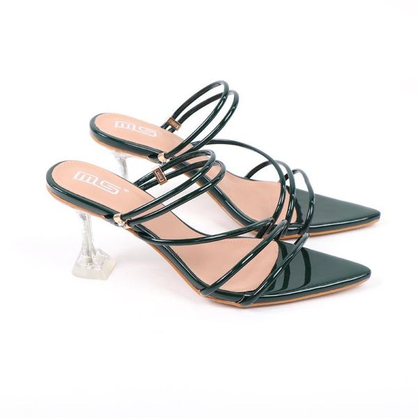 

sandals lmcavasun women's fashion fashion, pointed pu ribbon crystal high heel two wear 36-41, Black