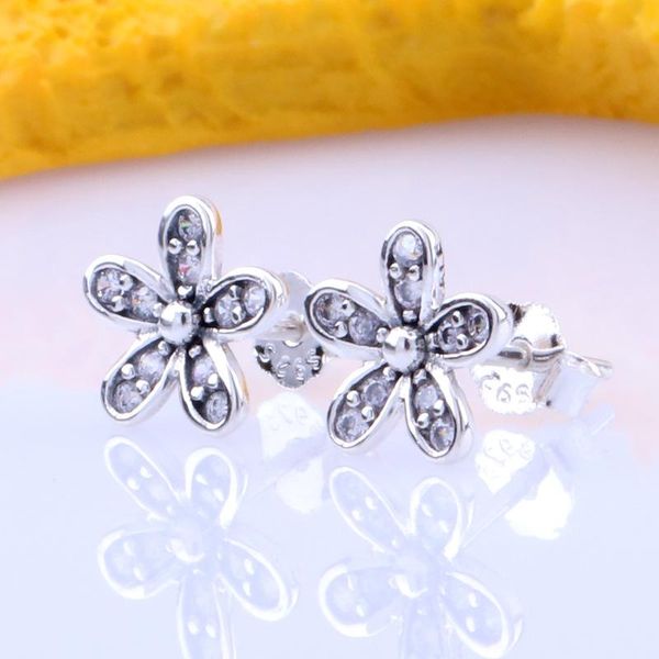 

other s925 silver daisy pan earrings shiny female fresh and cute little flower earring for women jewelry, Golden;silver