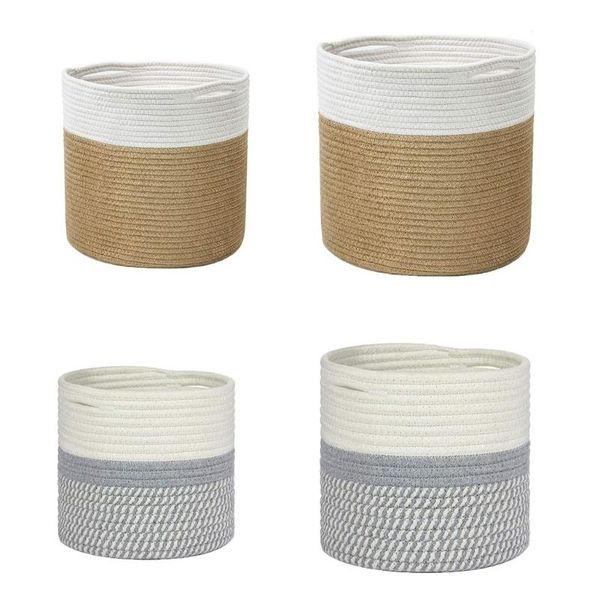 

planters & pots rustic woven rope flower pot indoor plants container laundry toy storage basket d08f