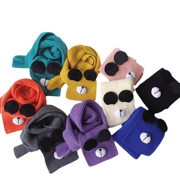 

kids scarves children scarf baby ring boys girls accessories autumn winter keep warm knitted wool soft cute cartoon b8967, Red;brown