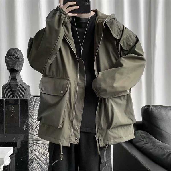 

men's jackets bomber jacket windbreaker fashion pockets zipper cardigan casual for men clothing streetwear gbht 8f3o ewhu, Black;brown