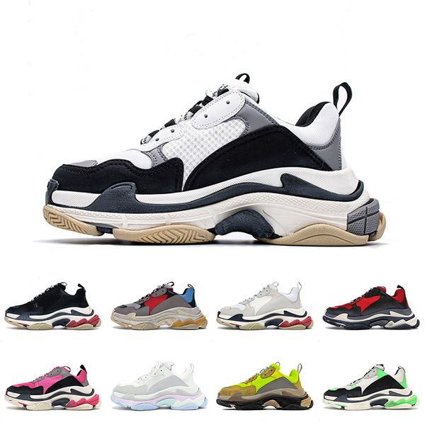 

wholesale fashion triple s sneakers casual dad designer shoes men women clear sole platform 17fw paris white black vintage old crystal botto
