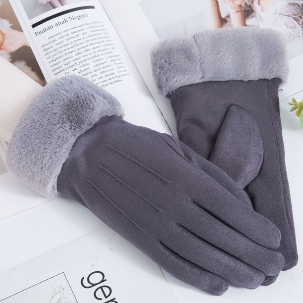 

SFG2 autumn and winter warm suede women' plush thickened outdoor riding driving warm gloves mittens and touch screen gloves, Blue;gray