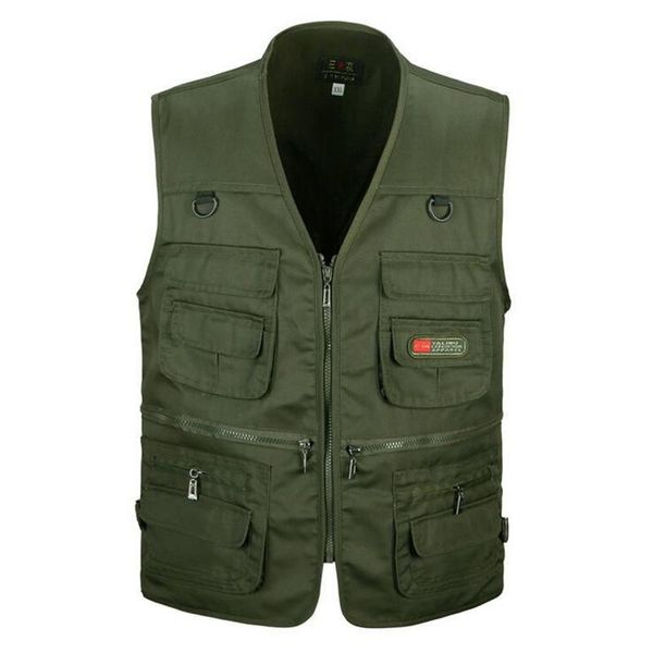 

men's vests spring autumn 2021 casual vest army green waistcoat multi-pocket pographer travel and work wear durable plus size 3xl, Black;white