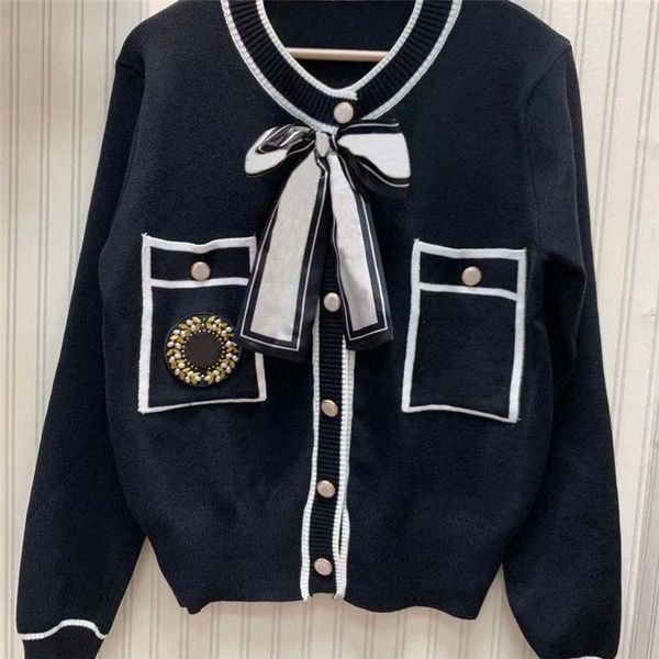 

women knitted sweater bow tie woollen fall girls wool with pearll ong-sleeved knit shirt super elastic fashion clothes, White;black