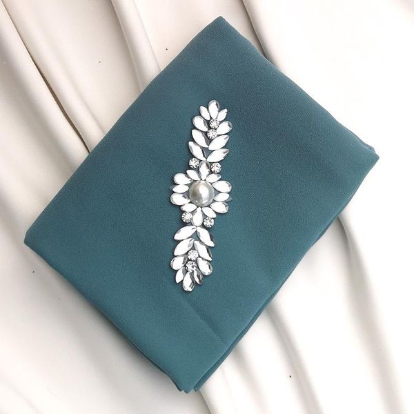 

scarves chiffon hijab muslim women bead hijabs luxury wedding shawls islamic arab headwear wrap headscarf plain scarf 75*180cm, Blue;gray