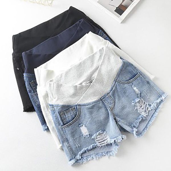 

women's shorts pregnant summer wear low-waisted denim spring loose pants for clothes, White;black