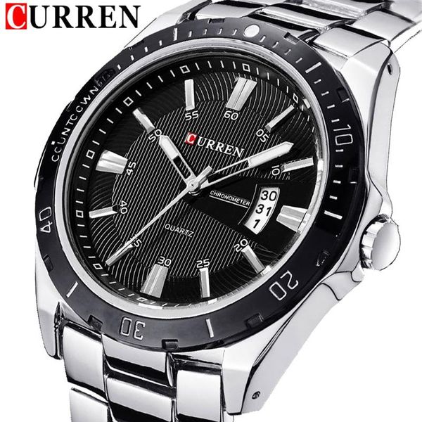 

wristwatches relogio curren mens watches male date business clocks sport military clock steel quartz men watch gift 8110, Slivery;brown