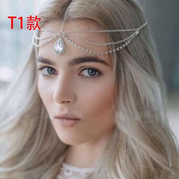 

hair clips & barrettes rhinestone forehead eyebrow drop bridal headdress ethnic accessories ysan831, Golden;silver