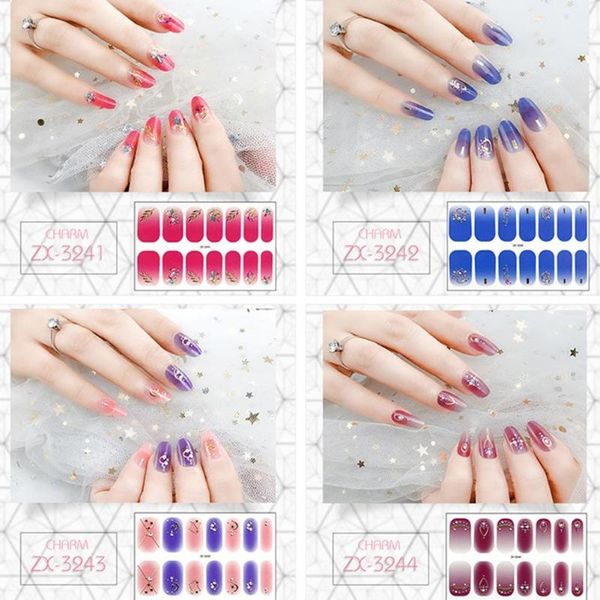 

false nails 5d fully pasted three-dimensional crystal nail with lasting nude sticker potherapy rhinestone applique u2l7, Red;gold