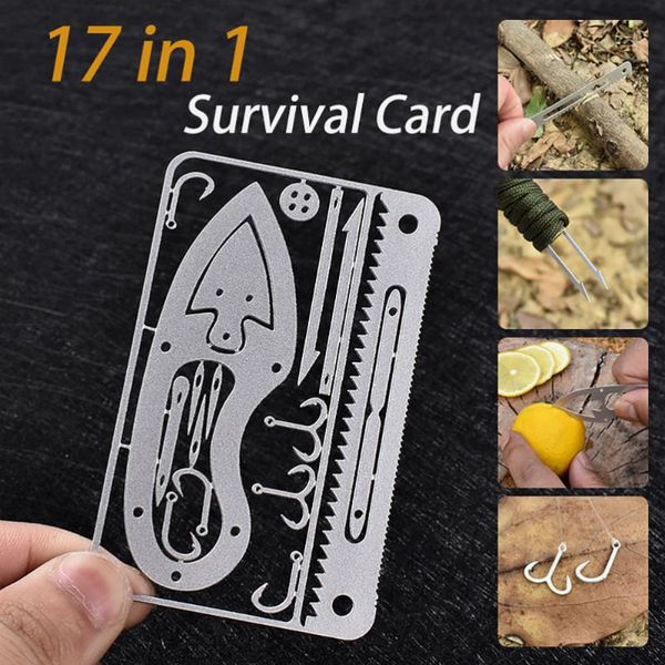 

2pcs professional outdoor survival multi-tool cards for camping hiking fishing hooks