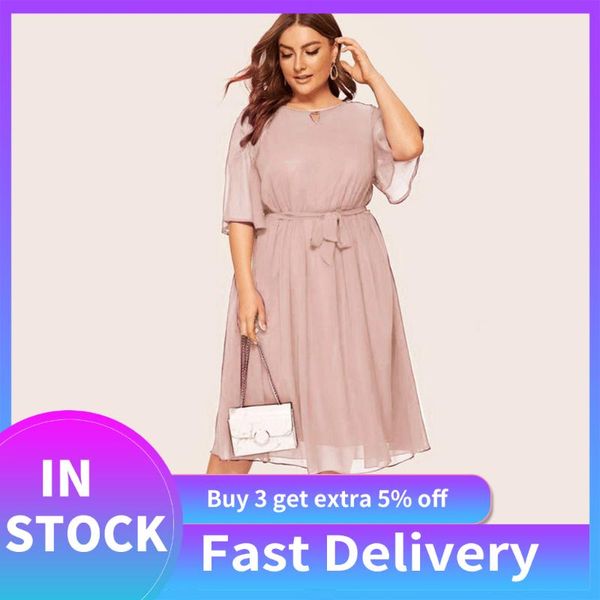 

plus size elegant dress women's fashion simple casual o-neck half sleeve knee-length banquet vestidos dresses, Black;gray