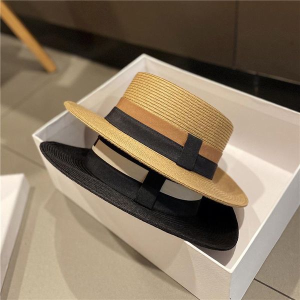 

wide brim hats fashion summer women natural straw hat chapeau female sun boater black panama beach sombrero mujer fedora cap, Blue;gray