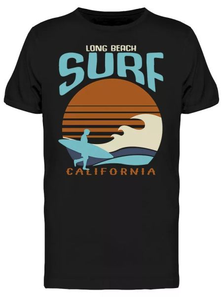 

long beach surf tee men's -image by shutterstock, White;black