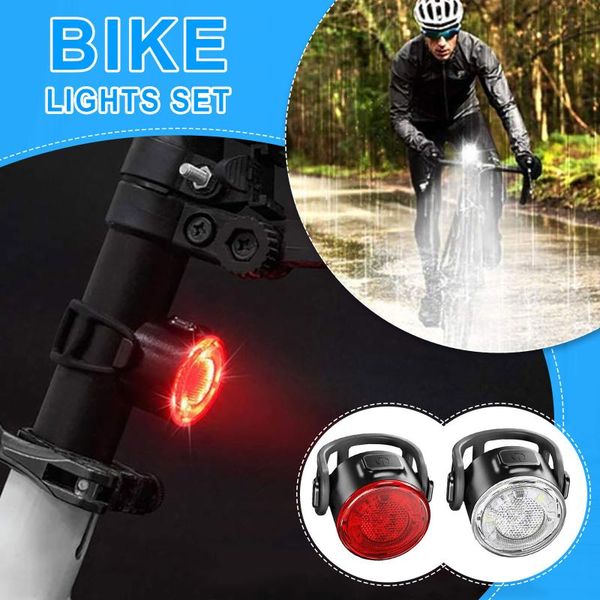 

4# 2pcs bicycle lights led waterproof front light usb rechargeable bike flash tail rear seatpos
