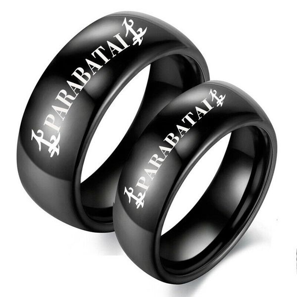 

6/8mm parabatai black rings stainless steel band valentines day lover gifts, Silver