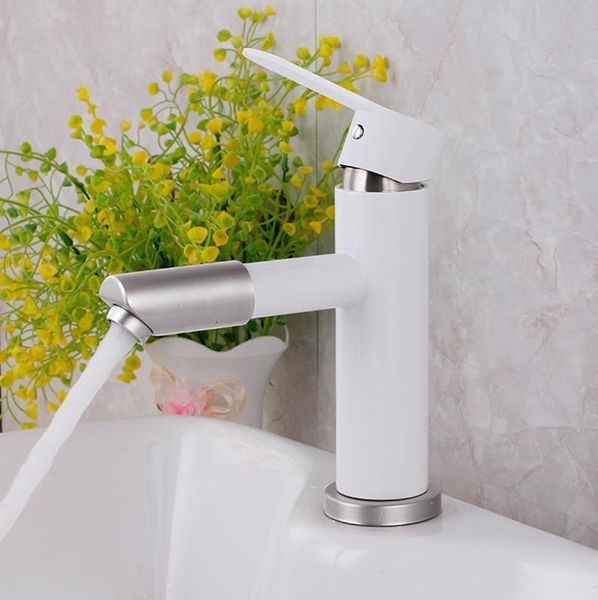 

bathroom sink faucets rotate water spout mouth white surface 304 stainless steel and cold basin faucet