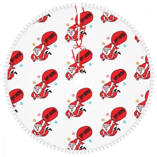 

christmas decorations happy-christmas tree skirt with pom trim xmas decor