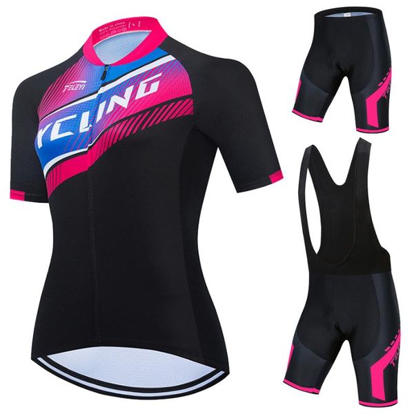

women cycling jersey set summer road bike clothing bicycle mtb dress suit sports clothes mountain jumpsuit kit maillot racing sets, Black;blue