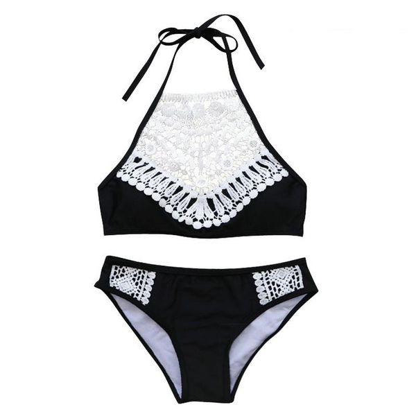 

solid swimsuit lace bikini exit split bathing suits woman 2021 swimming suit for women women's swimwear, White;black