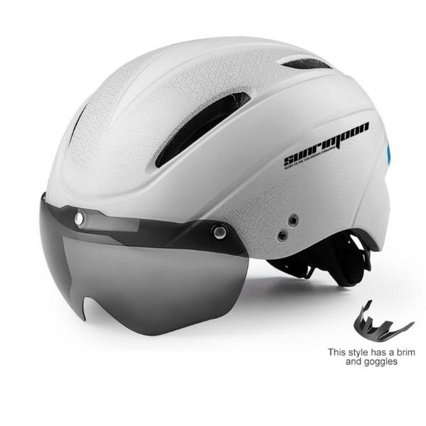 

cycling caps & masks women bike helmet with goggles lens mtb bicycle electric safety cap outdoor sports road female helmets equipment, Black