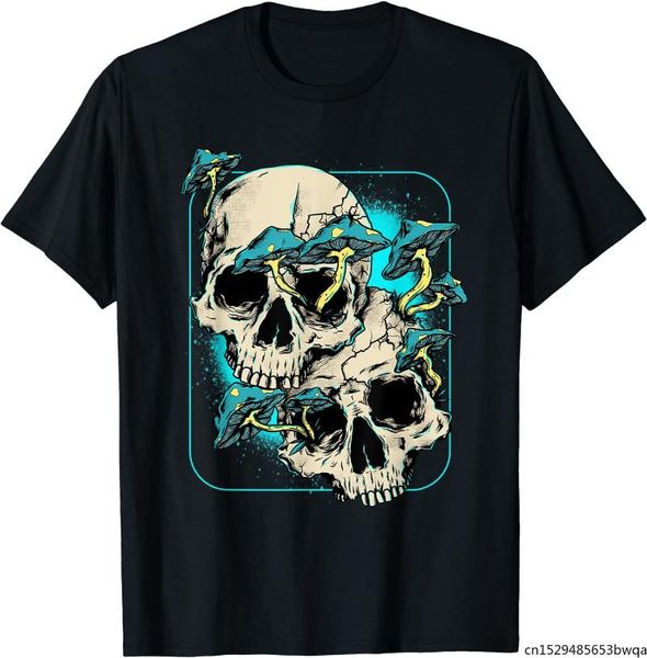

men's t-shirts skull morel mushrooms mycologist shirt goth mushroom art t-shirt, White;black