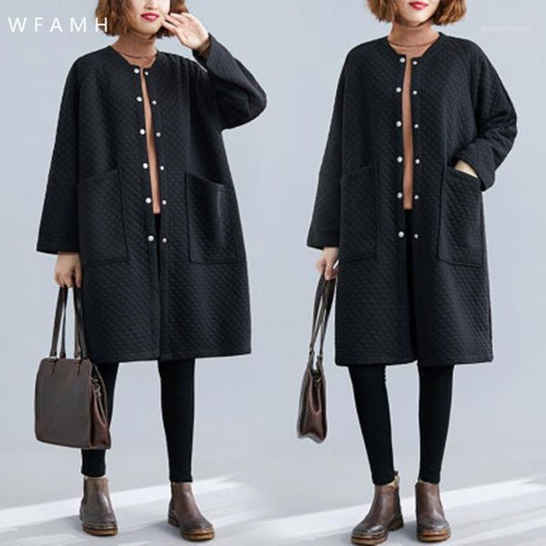 

women's down & parkas plus size 2021 autumn and winter korean quilted trench coat long fat sister loose black jacket famale wild