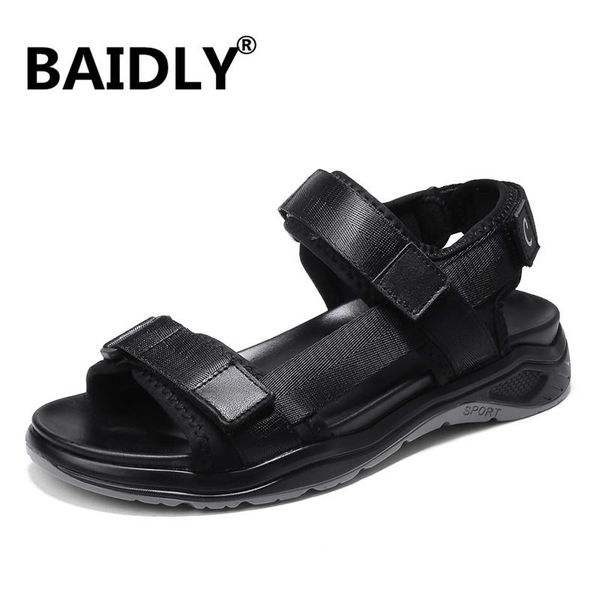 

sandals cool summer breathable mens shoes large size outdoors beach open toe mesh sandalias hombre, Black