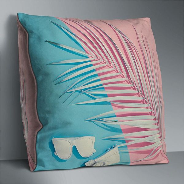 

cushion/decorative pillow leaf pink double side print cushion cover polyester decorative for sofa seat soft throw case 45x45cm