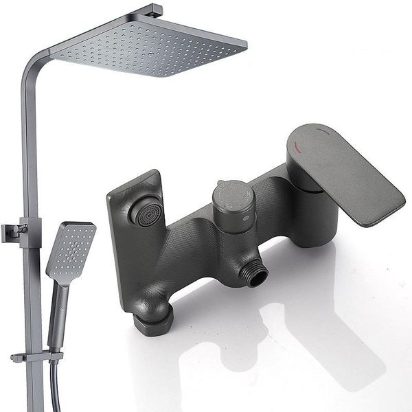 

gray bathroom faucet rain shower wall mounted bathtub mixer tap set bath sets