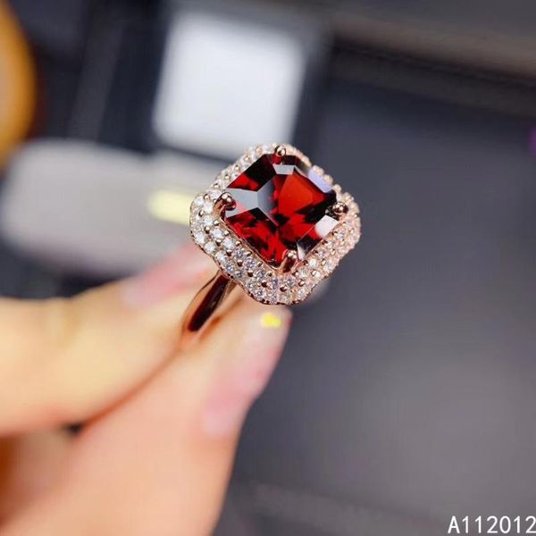 

cluster rings kjjeaxcmy fine jewelry s925 sterling silver inlaid natural gemstone garnet girl lovely ring support test chinese style, Golden;silver