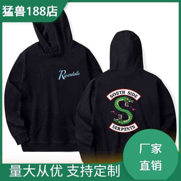

2018 american drama riverdale trend fleece hooded men's sweater, Black