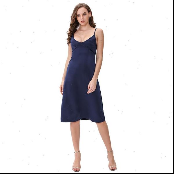 

women dress spaghetti satin long dresses summer elegant v neck vestido very soft smooth m30420 drop, Black;gray