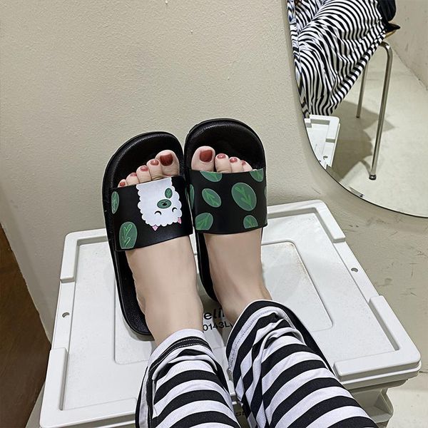 

summer women slippers lady outdoor shoes female flip flops cute cartoon, Black