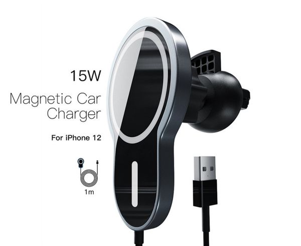 Carregamento rápido 15w Handsfree Chamada Chamadora Ímã Sem Fio BT FM Sensor Inteligente Carro Portátil Adapte Suporte Suporte