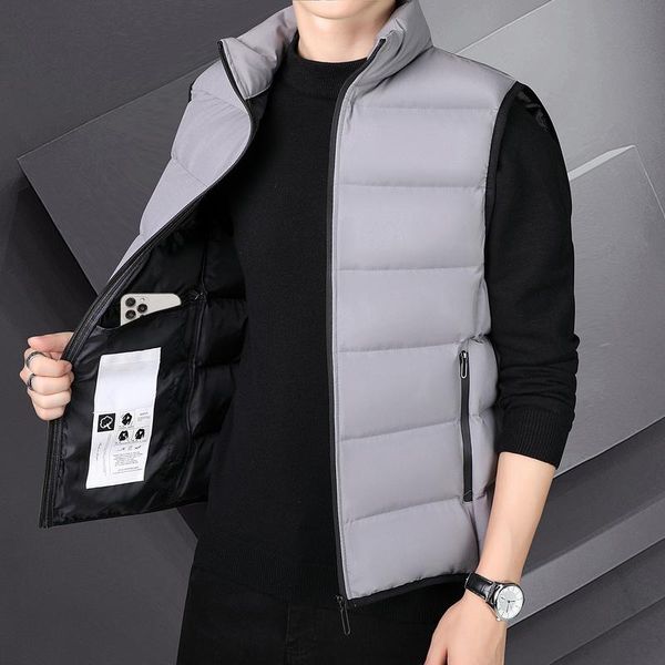 

men's vests 2021 casual down cotton spring and autumn winter korean version trend wear a vest warm shoulder coat boy, Black;white