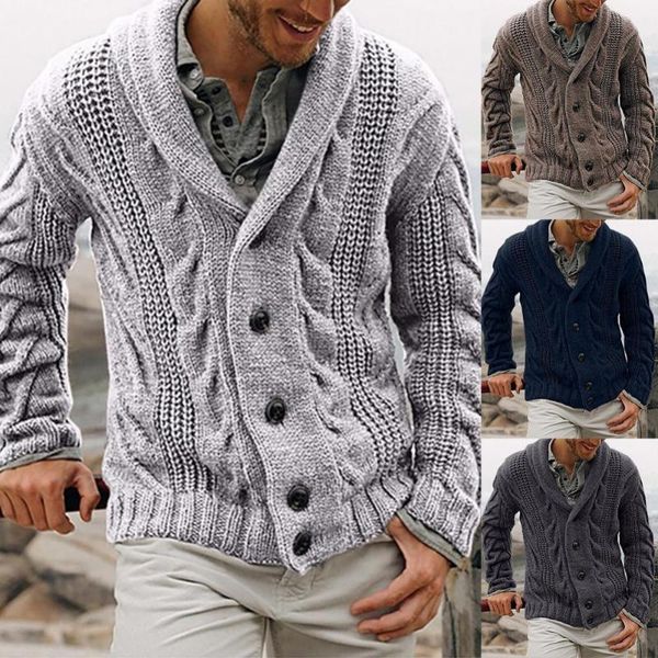 

men's sweaters stylish winter autumn men cardigan coat solid color knitted sweater buttons warm jacket for male 2021, White;black