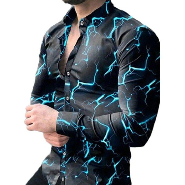 

men's casual shirts 2021 autumn mens shirt shopping vintage printed clothes slim long sleeve turn-down collar button brand s-3xl, White;black