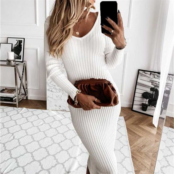 

sweater dres knitted sweet fashion casual woman clothes holiday clothing slim black dresses female robe 211110, Black;gray