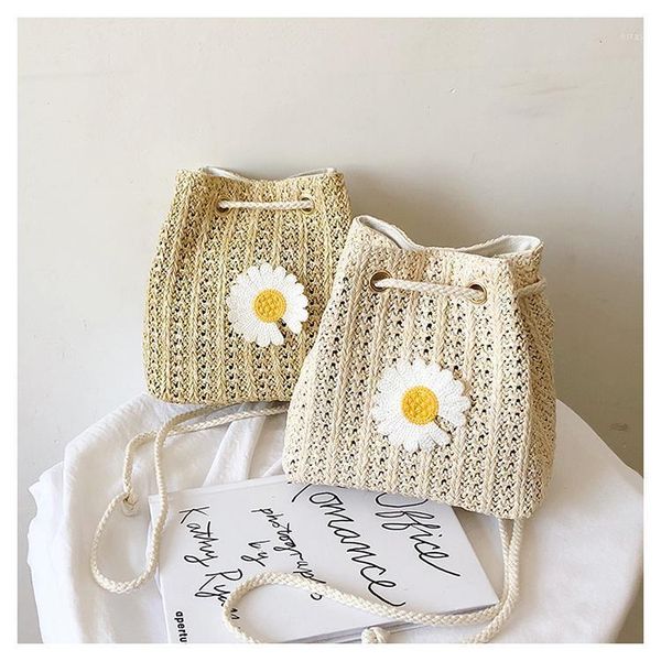

evening bags women's mini canvas shoulder bag daisy small cotton handbag totes ladies casual vintage purse cloth bucket pouch for girls