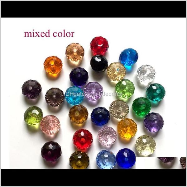 Crimp End Findings Components Drop Delivery 2021 Wholesale 100/Bag Multicolore Crystal Glass Loose Flat Cut Abacus Beads Fai da te Aessories Handm