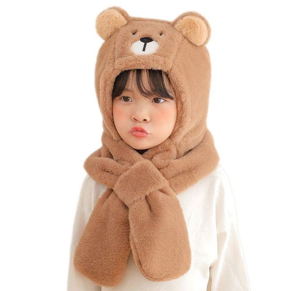 

caps & hats baby hat for girls winter children boy cute cartoon one-pieces earmuff thicken warm cap, Yellow