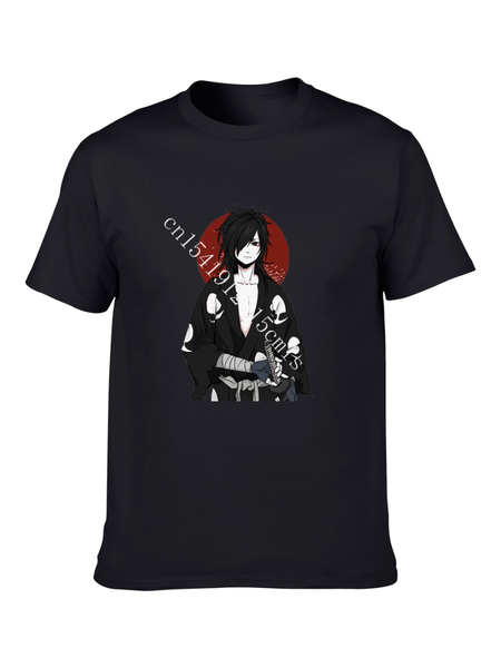 

men's t-shirts japanese cartoon samurai 100% cotton t-shirt casual fashion campus hip hop harajuku super large, White;black