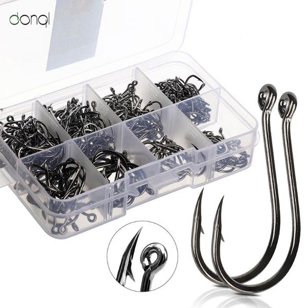 

200/300pcs high carbon steel fishing hooks box barbed jig hook carp head for accessories