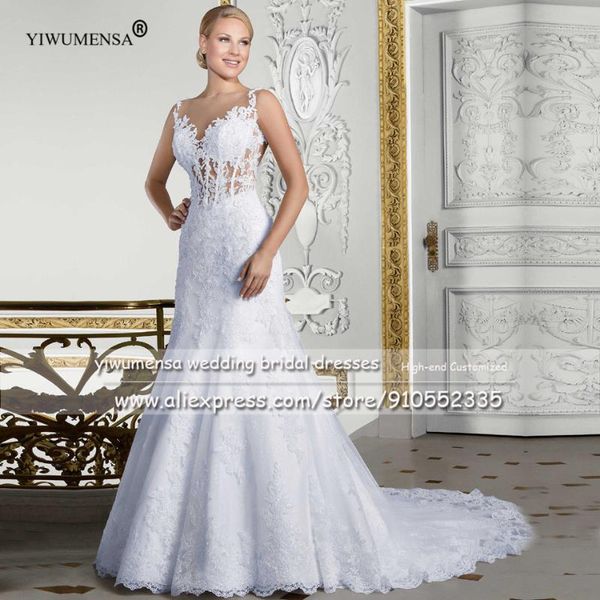 

other wedding dresses yiwumensa luxury o neck sweep train mermaid gowns lace appliques trouwjurk white trumpet bridal vestido de novia