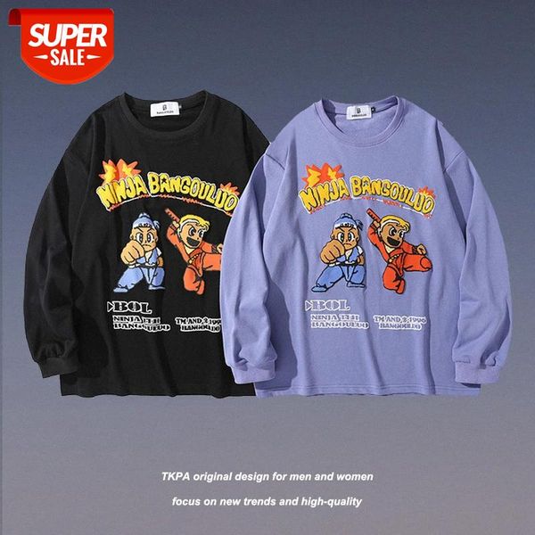 

t shirt round neck sweater men and women loose trend national tide ins cartoon foam couple oversize #uz5q, White;black