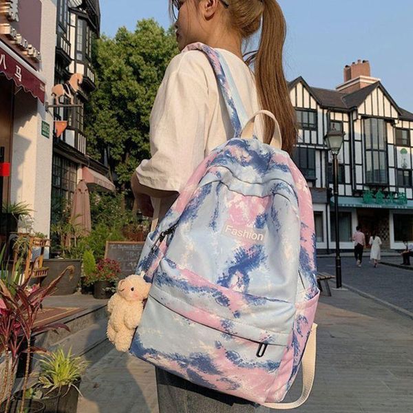 

fashion women backpack tie dye mixed color shoulder bag school for teenage girl children backpacks travel bags